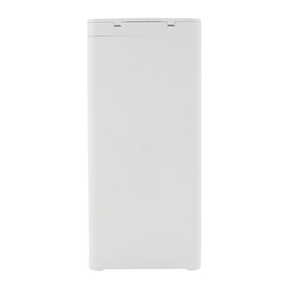 32L/8.45Gal Trash Can, Large Slim Trash Can with Dual Opening Lids Plastic Garbage Can with Push Lid & Pop-Up Lid for Kitchen Living Room Office (White)