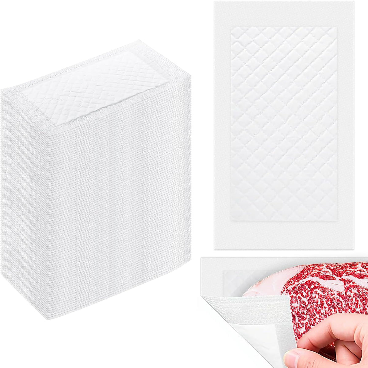 200Pcs Meat Absorbent Pads 4x7 Inch Meat Soaker Pads for for Vacuum Sealer Bags Fish Dry Clean for Kitchen and Shop,60 Grams