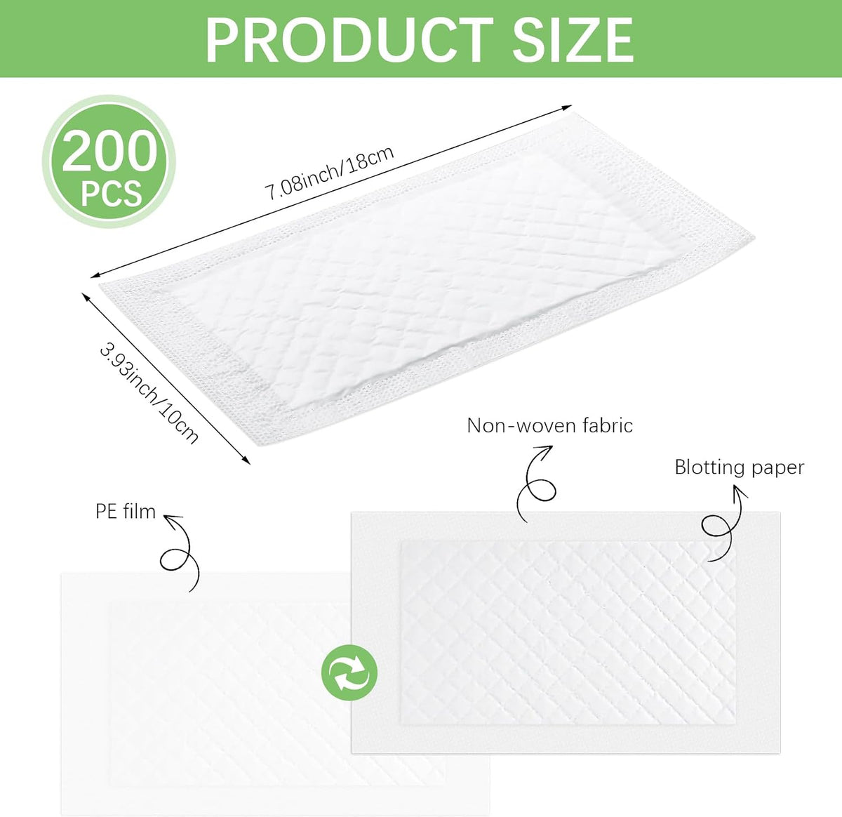 200Pcs Meat Absorbent Pads 4x7 Inch Meat Soaker Pads for for Vacuum Sealer Bags Fish Dry Clean for Kitchen and Shop,60 Grams
