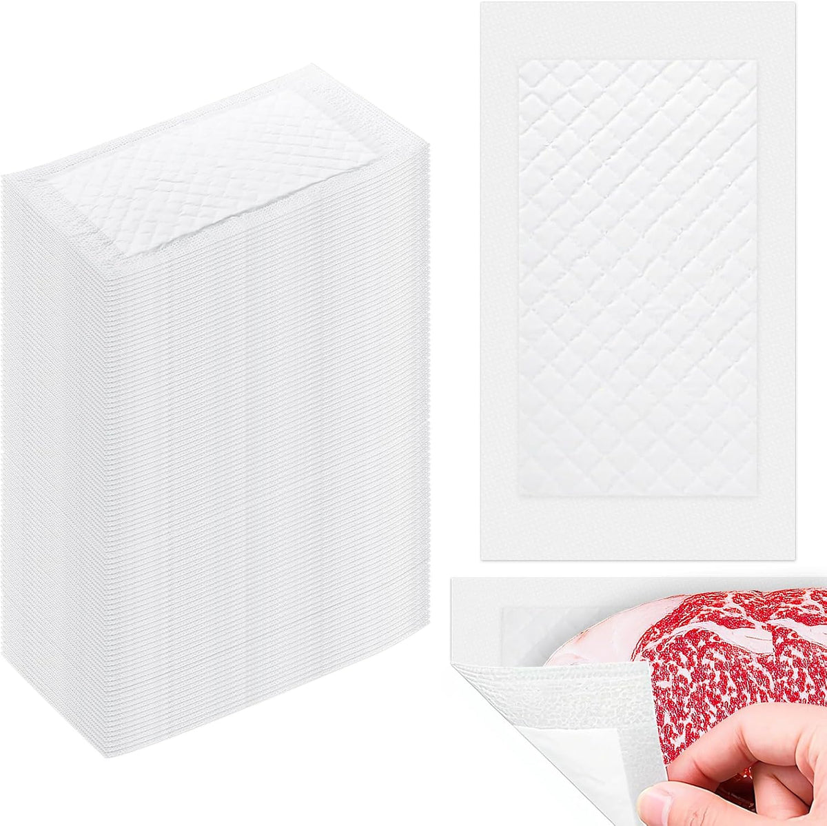 200Pcs Meat Absorbent Pads 4x7 Inch Meat Soaker Pads for for Vacuum Sealer Bags Fish Dry Clean for Kitchen and Shop,60 Grams