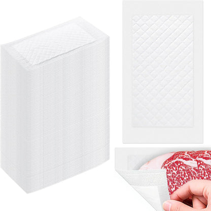 200Pcs Meat Absorbent Pads 4x7 Inch Meat Soaker Pads for for Vacuum Sealer Bags Fish Dry Clean for Kitchen and Shop,60 Grams