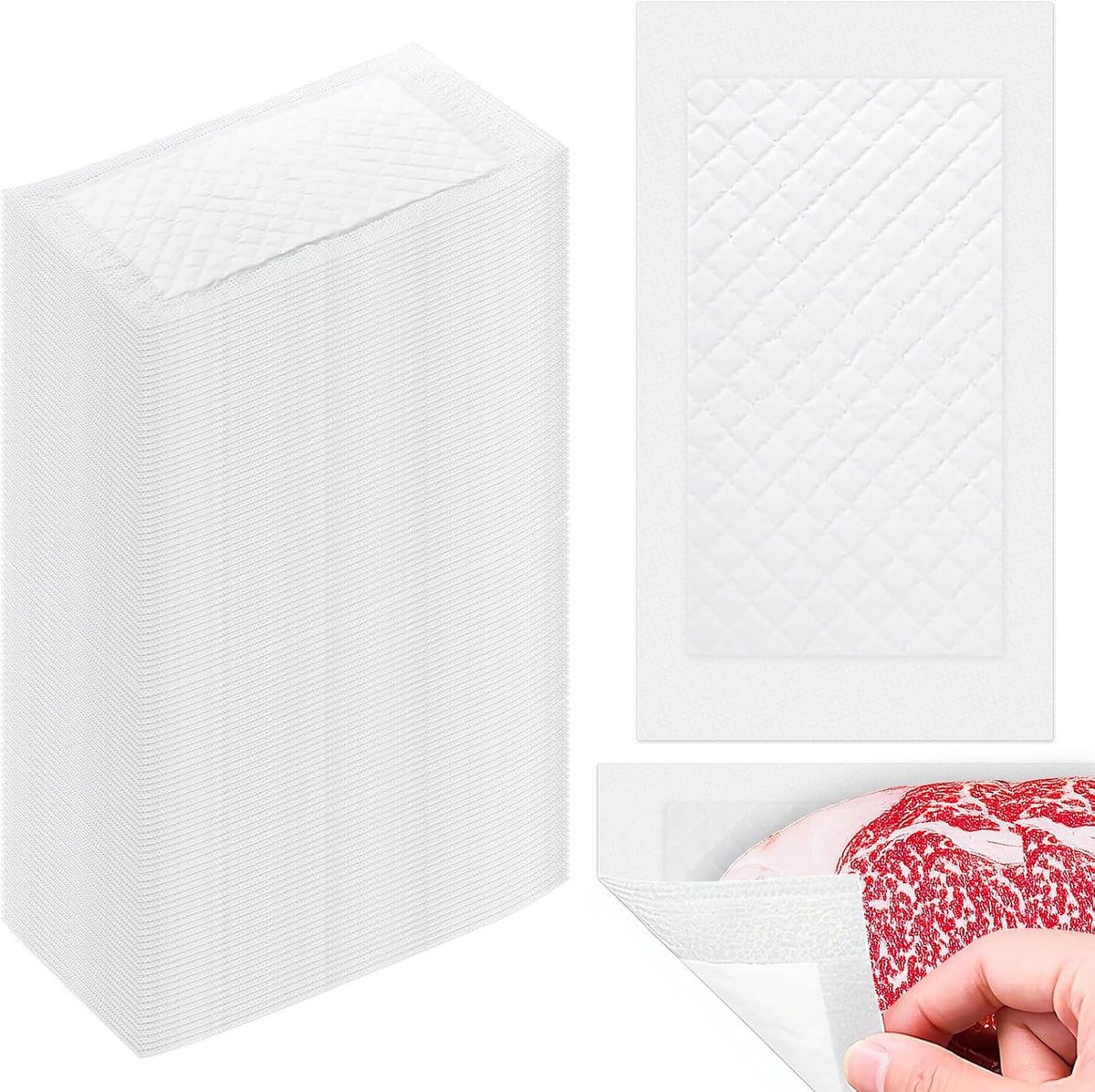 200Pcs Meat Absorbent Pads 4x7 Inch Meat Soaker Pads for for Vacuum Sealer Bags Fish Dry Clean for Kitchen and Shop,60 Grams
