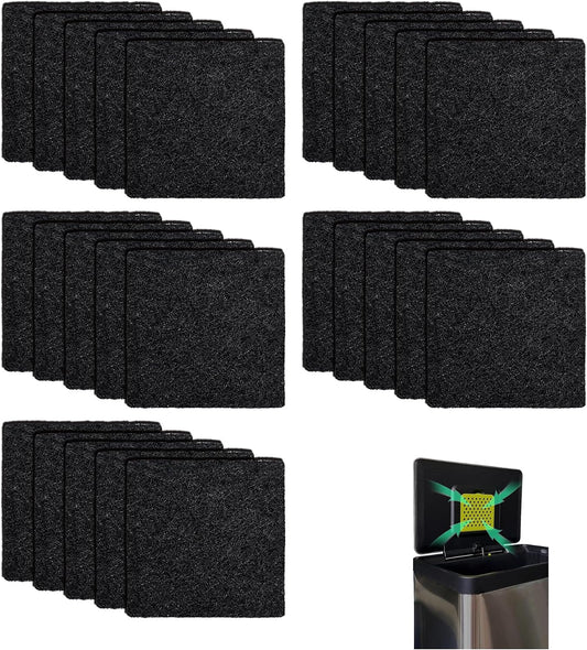 25 Pack Trash Can Odor Absorbing Filter Refills for EKO Garbage Cans and Compost Bin, Activated Charcoal Deodorizer, Activated Carbon Filter, Odor Absorber