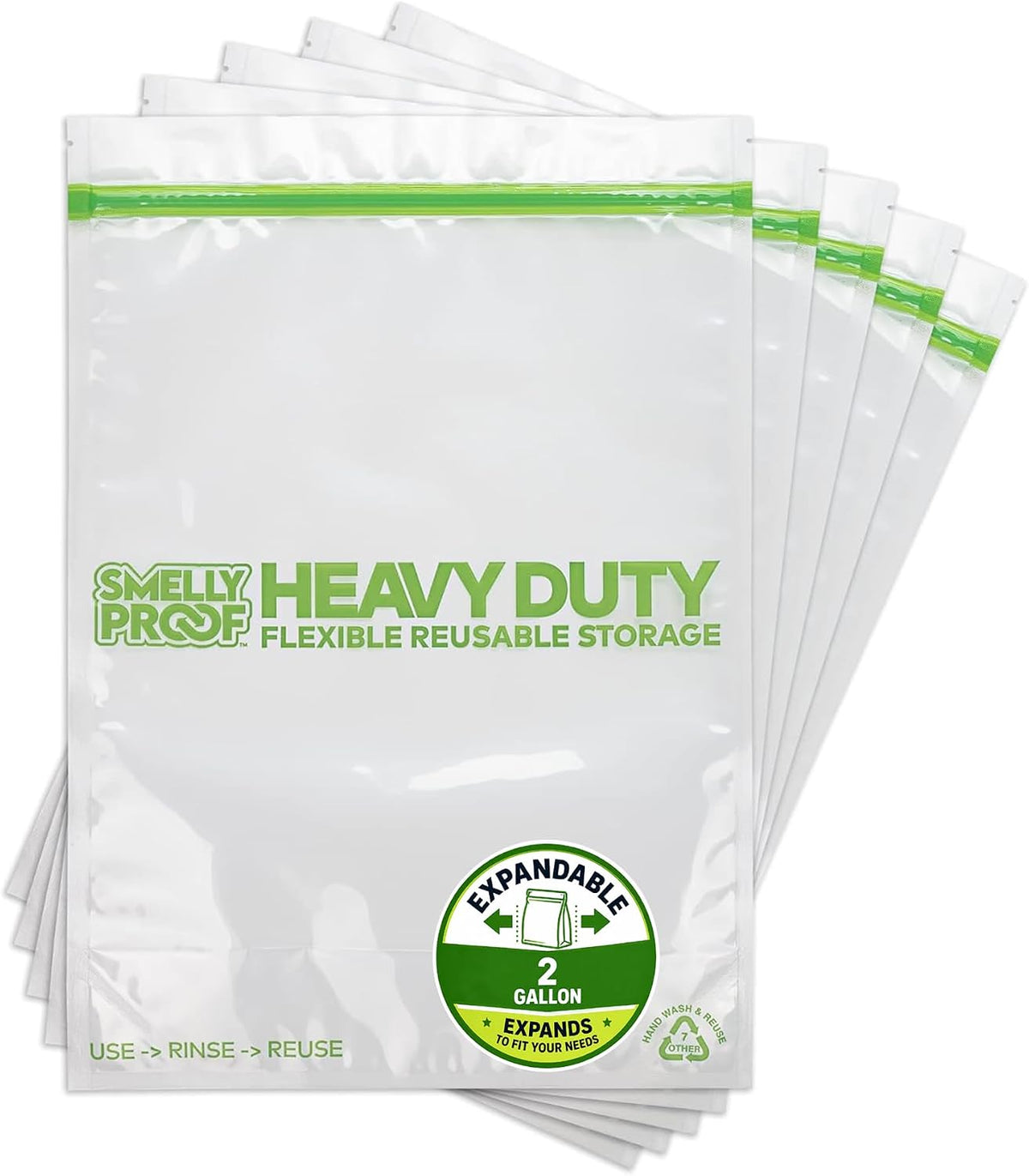 HEAVY DUTY Reusable STAND-UP Bags for Food Storage, USA Made, NO PEVA & BPA FREE, Reusable Freezer Bags, Dishwasher-Safe, Triple Zip, CLEAR 5-mils XXL 2-Gallon 12" x 16" - 5pk