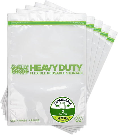 HEAVY DUTY Reusable STAND-UP Bags for Food Storage, USA Made, NO PEVA & BPA FREE, Reusable Freezer Bags, Dishwasher-Safe, Triple Zip, CLEAR 5-mils XXL 2-Gallon 12" x 16" - 5pk