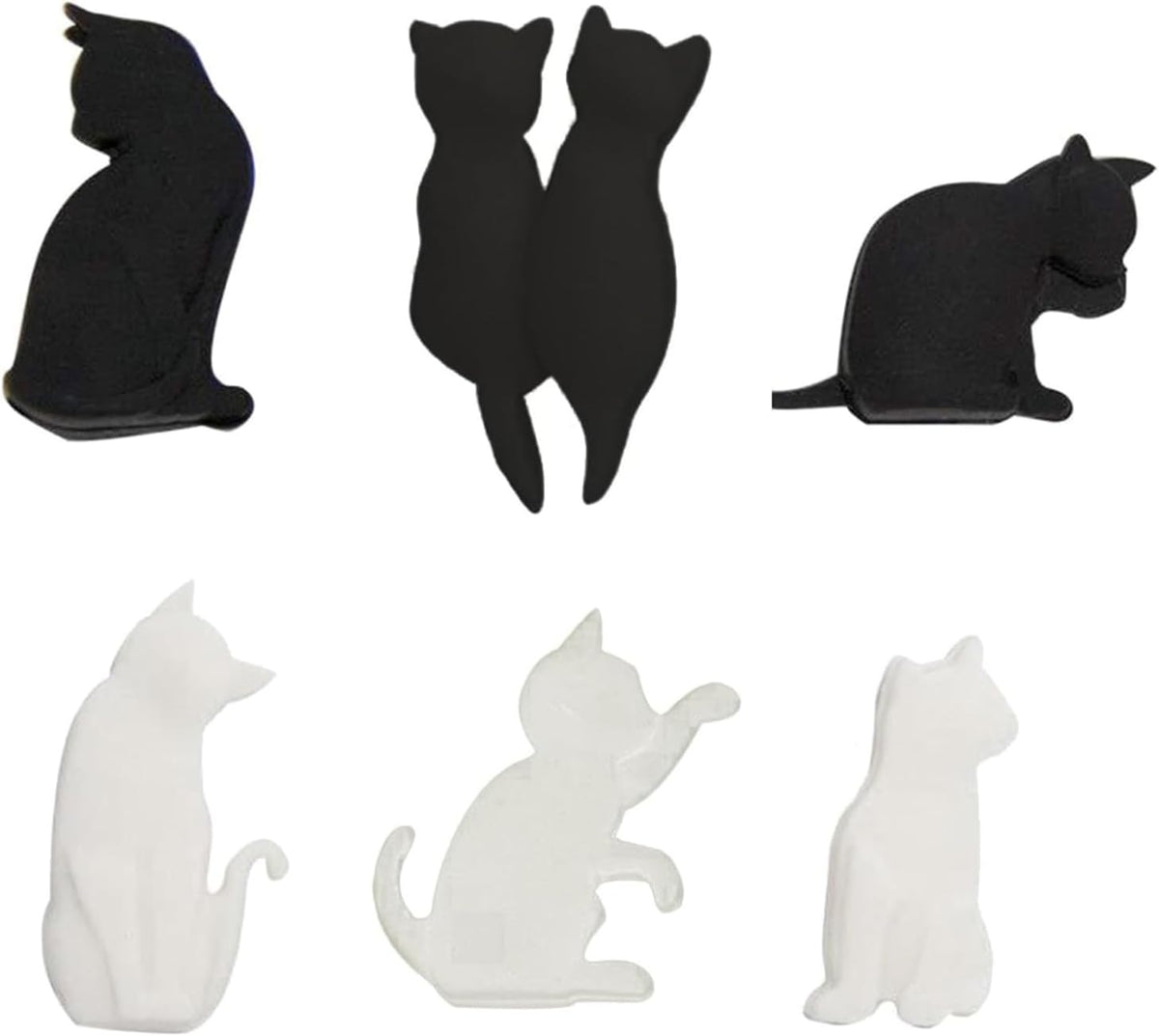 6Pcs Black and White Heat-resistant Silicone Tea Bag Clips Set of 6 Cartoon Cat-shaped Reusable Holders for Bags Drink Markers Food Tea Accessories