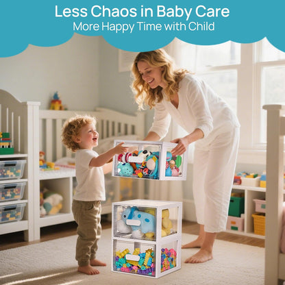 4 Pack Clear Stackable Storage Drawers 15QT, Easily Assemble Closet Organizers,Plastic Storage Bins for Bathroom,Cabinet,Kitchen Pantry,Under Sink Organization(Medium)