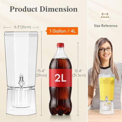 1 Gallon Drink Dispenser for Party with Leak-Proof Spigot, 2 Pcs