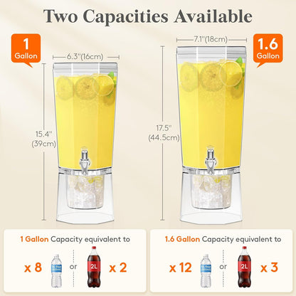 1 Gallon Drink Dispenser for Party with Leak-Proof Spigot, 2 Pcs