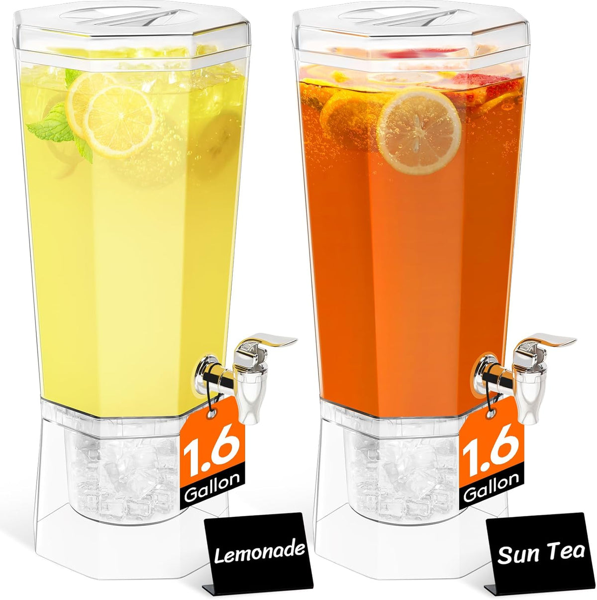 1 Gallon Drink Dispenser for Party with Leak-Proof Spigot, 2 Pcs