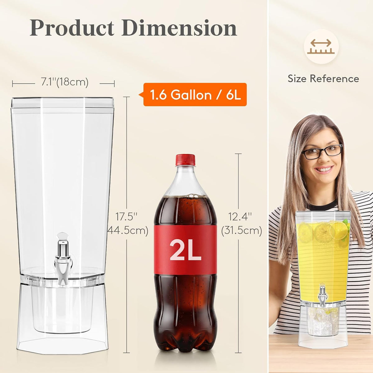 1 Gallon Drink Dispenser for Party with Leak-Proof Spigot, 2 Pcs