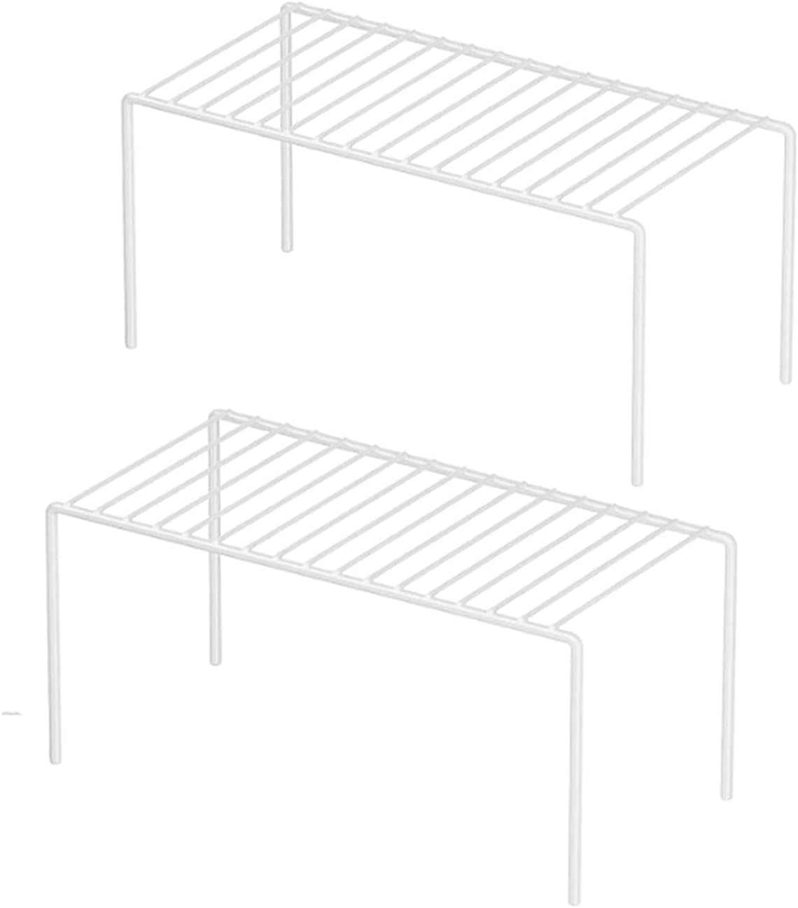 Redrubbit 4 Pack(10.6 x 5.1 Inch) Cabinet Storage Shelf Rack, Rustproof Kitchen Counter and Cabinet Shelf, Small Storage Rack Organizer for Kitchen, Fridge, Cabinet, Bathroom, White