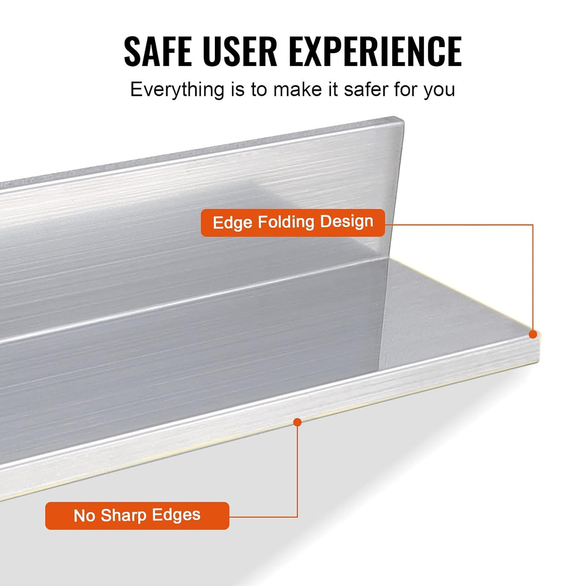 8.6" x 24" -2Pack Stainless Steel Shelf, Wall Mounted Floating Shelving with Backsplash, 44 lbs Load Capacity Commercial Shelves, Heavy Duty Storage Rack for Restaurant, Kitchen, Bar, Home