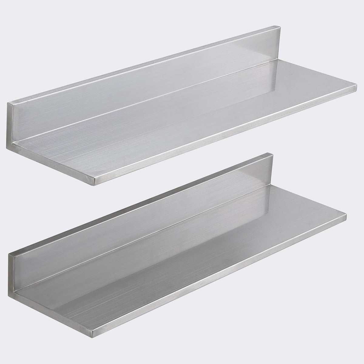 8.6" x 24" -2Pack Stainless Steel Shelf, Wall Mounted Floating Shelving with Backsplash, 44 lbs Load Capacity Commercial Shelves, Heavy Duty Storage Rack for Restaurant, Kitchen, Bar, Home