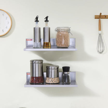8.6" x 24" -2Pack Stainless Steel Shelf, Wall Mounted Floating Shelving with Backsplash, 44 lbs Load Capacity Commercial Shelves, Heavy Duty Storage Rack for Restaurant, Kitchen, Bar, Home