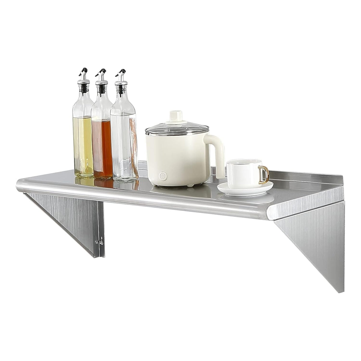 8.6" x 24" -2Pack Stainless Steel Shelf, Wall Mounted Floating Shelving with Backsplash, 44 lbs Load Capacity Commercial Shelves, Heavy Duty Storage Rack for Restaurant, Kitchen, Bar, Home