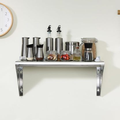 8.6" x 24" -2Pack Stainless Steel Shelf, Wall Mounted Floating Shelving with Backsplash, 44 lbs Load Capacity Commercial Shelves, Heavy Duty Storage Rack for Restaurant, Kitchen, Bar, Home
