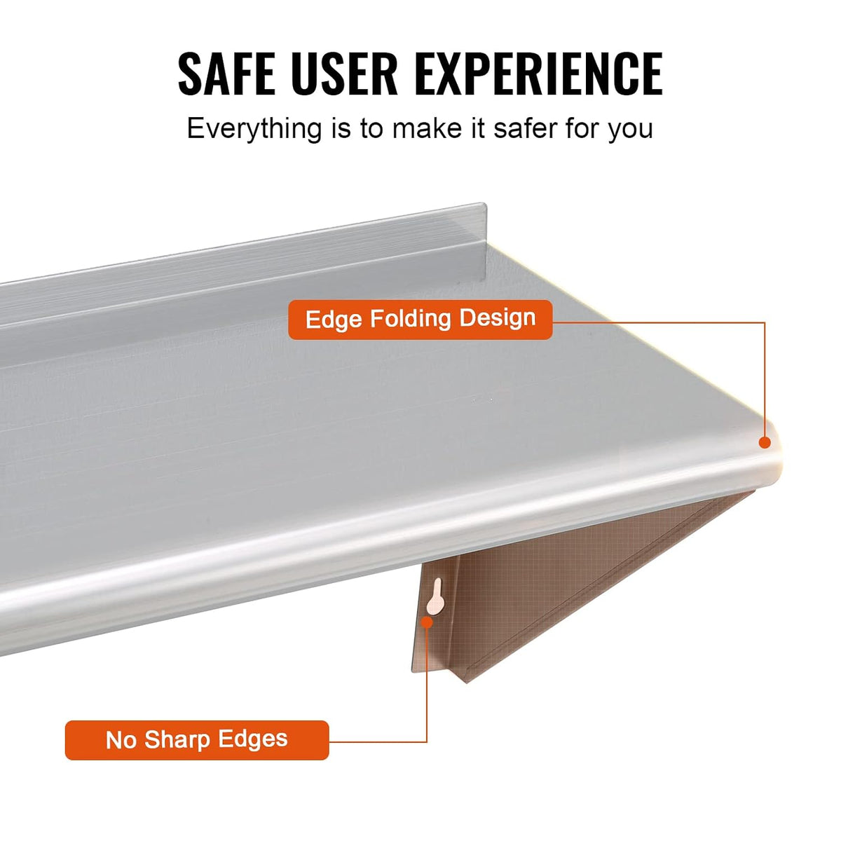 8.6" x 24" -2Pack Stainless Steel Shelf, Wall Mounted Floating Shelving with Backsplash, 44 lbs Load Capacity Commercial Shelves, Heavy Duty Storage Rack for Restaurant, Kitchen, Bar, Home
