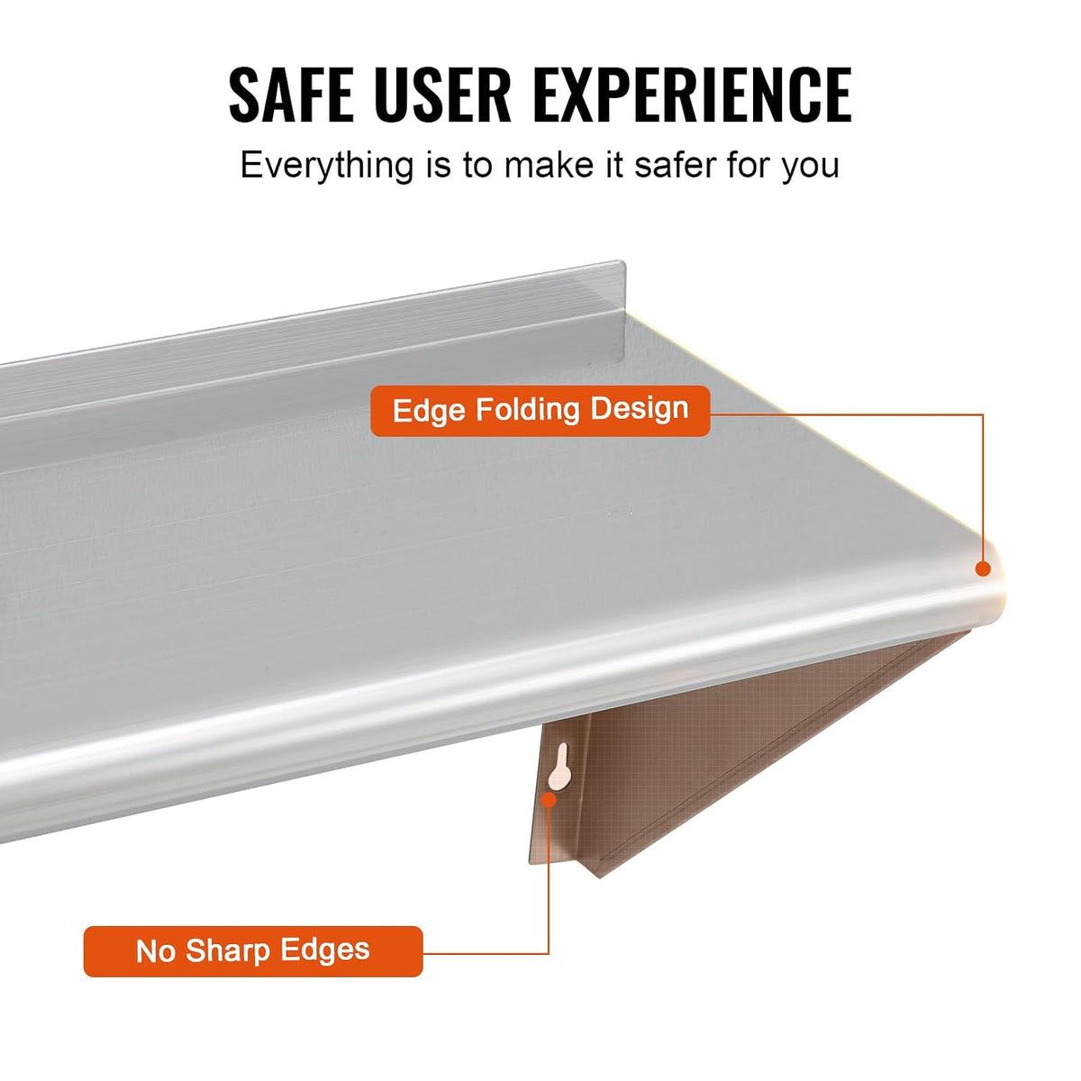 8.6" x 24" -2Pack Stainless Steel Shelf, Wall Mounted Floating Shelving with Backsplash, 44 lbs Load Capacity Commercial Shelves, Heavy Duty Storage Rack for Restaurant, Kitchen, Bar, Home