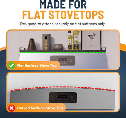 Extendable Steel Over the Stove Shelf for Back of Stove (16 to 30 Inches) Magnetic Stove Top Shelf for Kitchen Stove, Over Stove Shelf for Back of Stove - Over the Stove Spice Rack Shelf