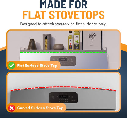Extendable Steel Over the Stove Shelf for Back of Stove (16 to 30 Inches) Magnetic Stove Top Shelf for Kitchen Stove, Over Stove Shelf for Back of Stove - Over the Stove Spice Rack Shelf