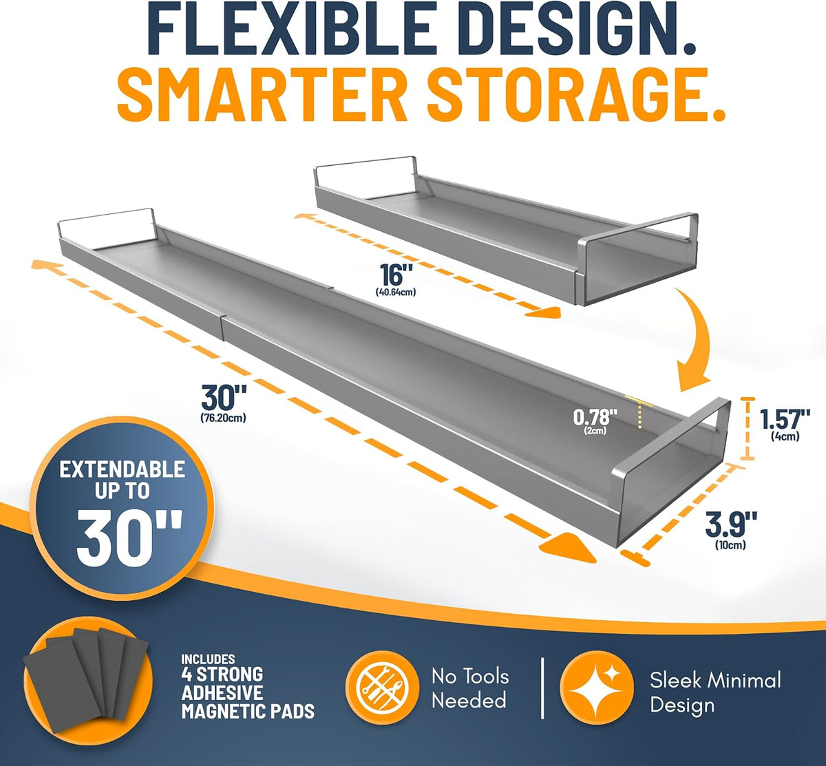 Extendable Steel Over the Stove Shelf for Back of Stove (16 to 30 Inches) Magnetic Stove Top Shelf for Kitchen Stove, Over Stove Shelf for Back of Stove - Over the Stove Spice Rack Shelf
