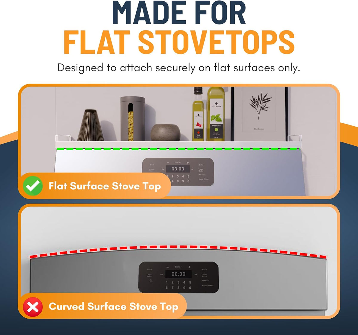 Extendable Steel Over the Stove Shelf for Back of Stove (16 to 30 Inches) Magnetic Stove Top Shelf for Kitchen Stove, Over Stove Shelf for Back of Stove - Over the Stove Spice Rack Shelf