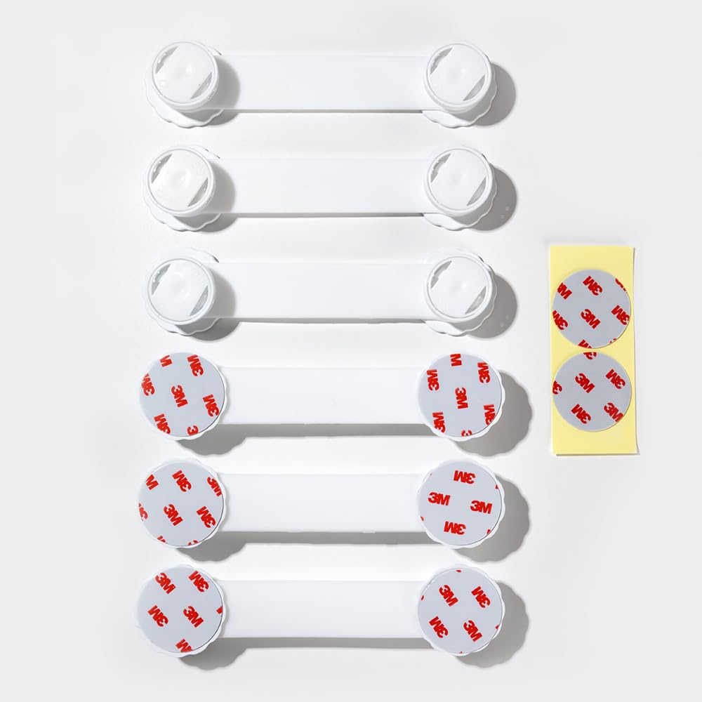 Baby Safety Cabinet & Drawer Locks, 6-Pack, Easy Removal, No Residue