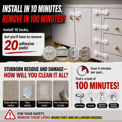 Baby Safety Cabinet & Drawer Locks, 6-Pack, Easy Removal, No Residue