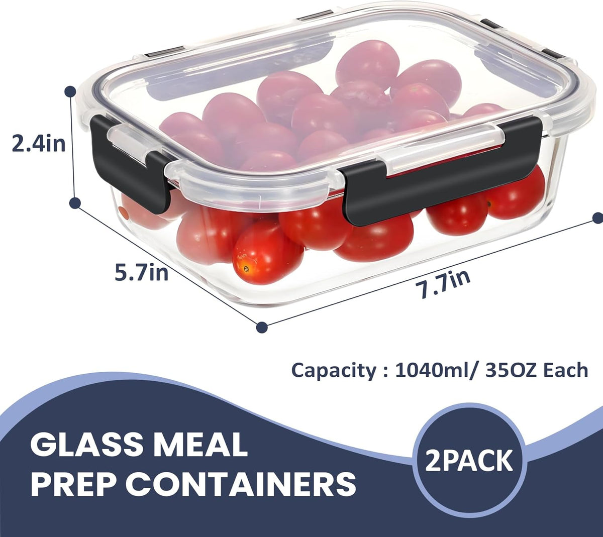 35OZ Glass Food Storage Container