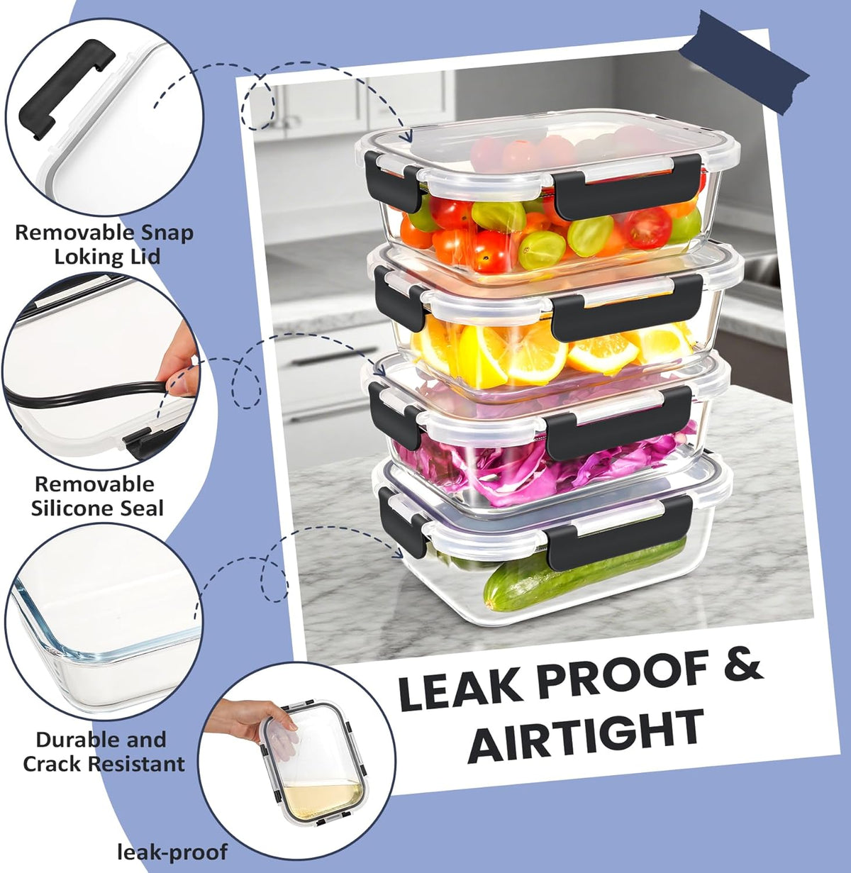 35OZ Glass Food Storage Container