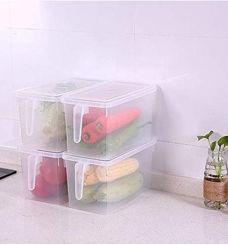 Fridge Organizer, 4 Pack Refrigerator Organizer Bins, Clear with Handle & Lid, Fruit Containers for Fridge, Fridge Storage to Keep Fresh for Food, Vegetables, 5L