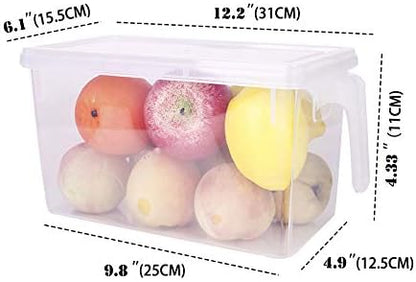 Fridge Organizer, 4 Pack Refrigerator Organizer Bins, Clear with Handle & Lid, Fruit Containers for Fridge, Fridge Storage to Keep Fresh for Food, Vegetables, 5L