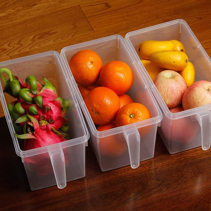 Fridge Organizer, 4 Pack Refrigerator Organizer Bins, Clear with Handle & Lid, Fruit Containers for Fridge, Fridge Storage to Keep Fresh for Food, Vegetables, 5L