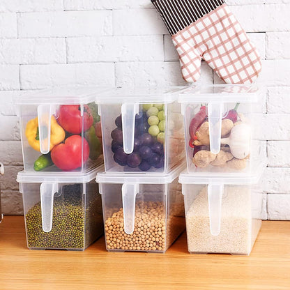 Fridge Organizer, 4 Pack Refrigerator Organizer Bins, Clear with Handle & Lid, Fruit Containers for Fridge, Fridge Storage to Keep Fresh for Food, Vegetables, 5L