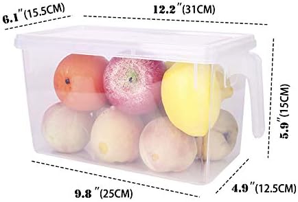 Fridge Organizer, 4 Pack Refrigerator Organizer Bins, Clear with Handle & Lid, Fruit Containers for Fridge, Fridge Storage to Keep Fresh for Food, Vegetables, 5L