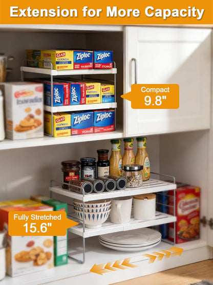 Foil and Plastic Wrap Organizer, Expandable Kitchen Pantry Storage, Height Adjustable Cabinet Rack for Kitchen Organization, Aluminum Foil -3 Tier 9.8" to 15.6"L