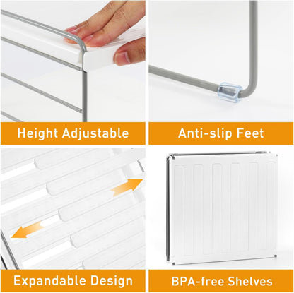 Foil and Plastic Wrap Organizer, Expandable Kitchen Pantry Storage, Height Adjustable Cabinet Rack for Kitchen Organization, Aluminum Foil -3 Tier 9.8" to 15.6"L