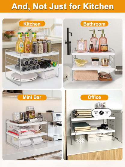 Foil and Plastic Wrap Organizer, Expandable Kitchen Pantry Storage, Height Adjustable Cabinet Rack for Kitchen Organization, Aluminum Foil -3 Tier 9.8" to 15.6"L