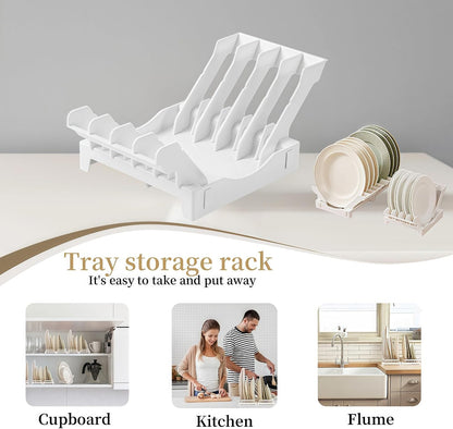 Dish racks for kitchen counter with water tray, Plate organizer for cabinet, Plate holders for dinner plates, Multi-purpose dish rack that can be joined, Kitchen plate organizer can hold 8 plates
