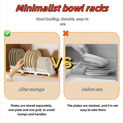 Dish racks for kitchen counter with water tray, Plate organizer for cabinet, Plate holders for dinner plates, Multi-purpose dish rack that can be joined, Kitchen plate organizer can hold 8 plates