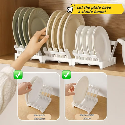 Dish racks for kitchen counter with water tray, Plate organizer for cabinet, Plate holders for dinner plates, Multi-purpose dish rack that can be joined, Kitchen plate organizer can hold 8 plates