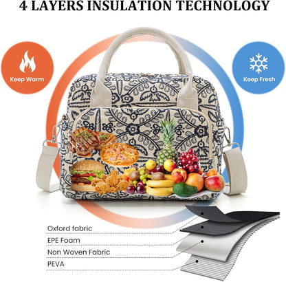 Insulated Lunch Bag for Women Men Large Reusable Lunch Box Adult Leakproof Portable Cooler Tote Bags for Work Picnic
