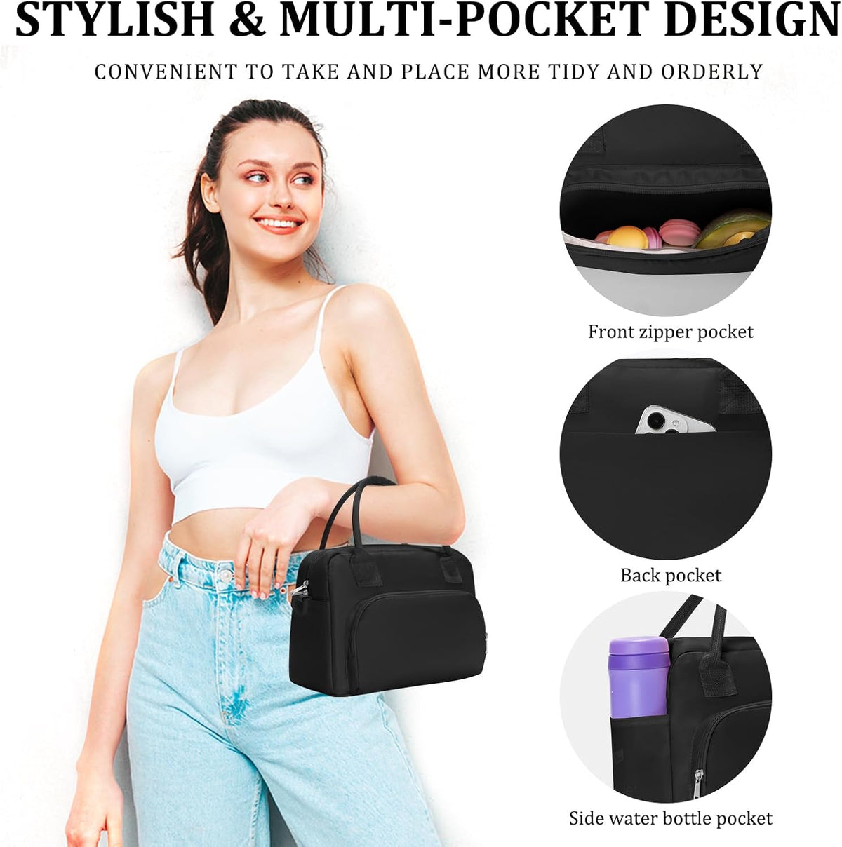 Insulated Lunch Bag for Women Men Large Reusable Lunch Box Adult Leakproof Portable Cooler Tote Bags for Work Picnic