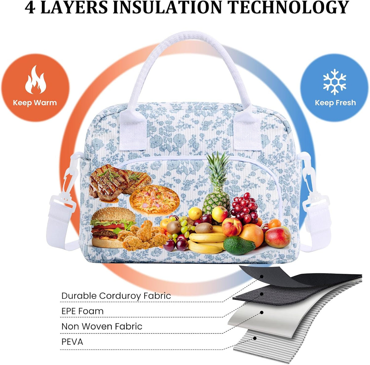 Insulated Lunch Bag for Women Men Large Reusable Lunch Box Adult Leakproof Portable Cooler Tote Bags for Work Picnic