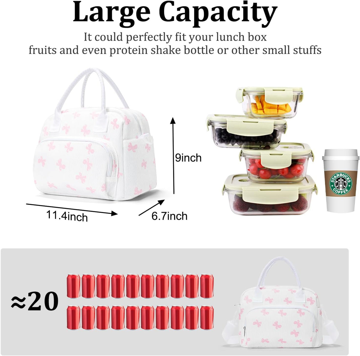 Insulated Lunch Bag for Women Men Large Reusable Lunch Box Adult Leakproof Portable Cooler Tote Bags for Work Picnic