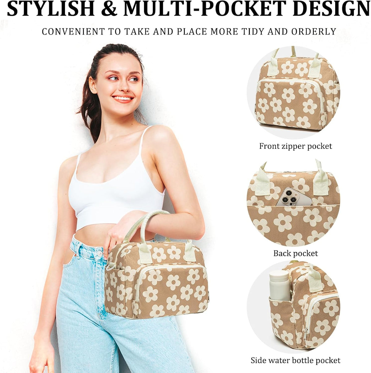 Insulated Lunch Bag for Women Men Large Reusable Lunch Box Adult Leakproof Portable Cooler Tote Bags for Work Picnic