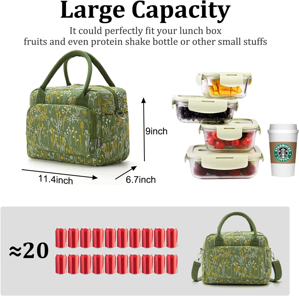 Insulated Lunch Bag for Women Men Large Reusable Lunch Box Adult Leakproof Portable Cooler Tote Bags for Work Picnic