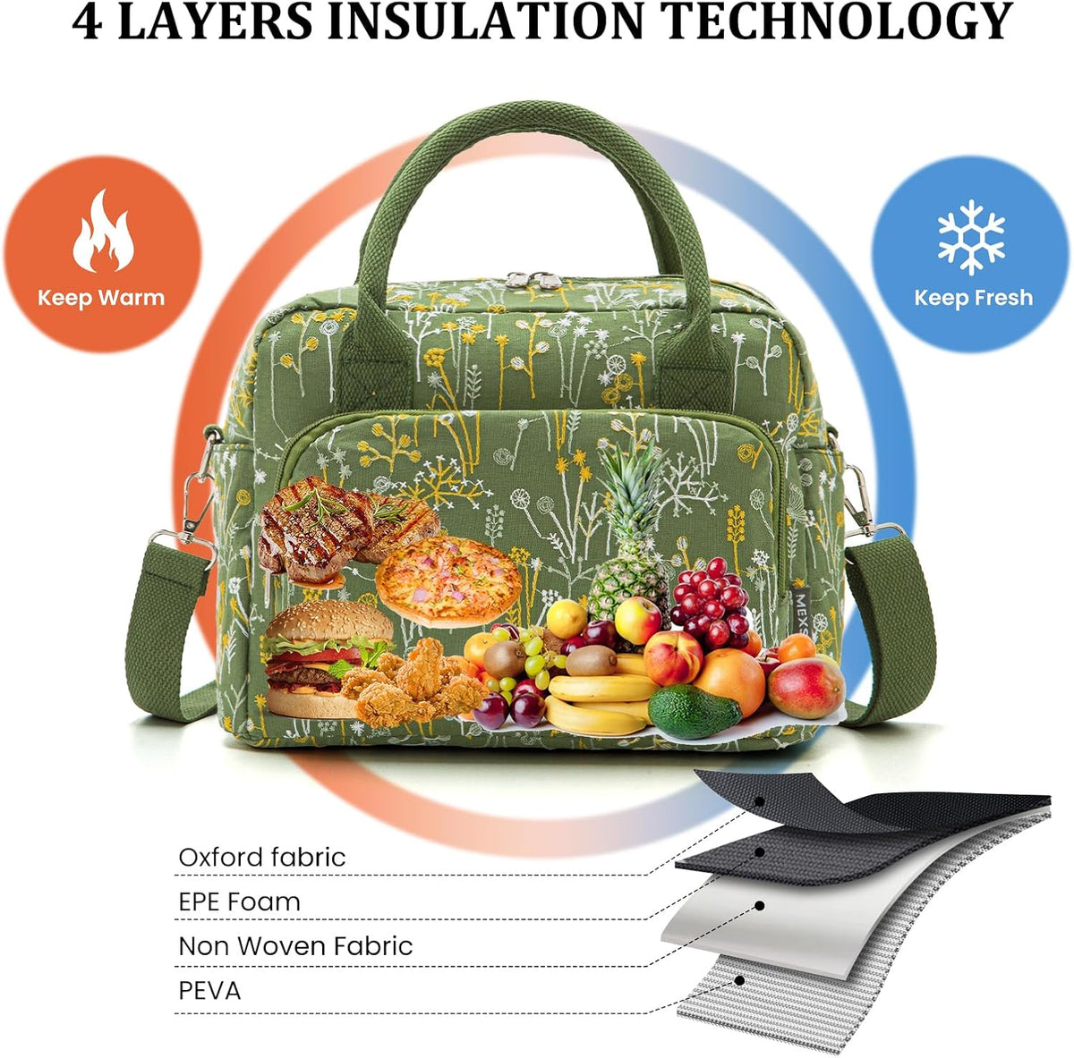 Insulated Lunch Bag for Women Men Large Reusable Lunch Box Adult Leakproof Portable Cooler Tote Bags for Work Picnic