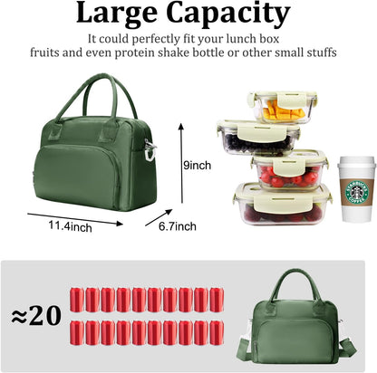 Insulated Lunch Bag for Women Men Large Reusable Lunch Box Adult Leakproof Portable Cooler Tote Bags for Work Picnic